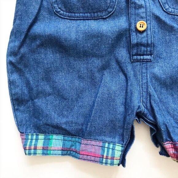 Vintage Pop soda chambray plaid detail romper 3T - Picture 3 of 8